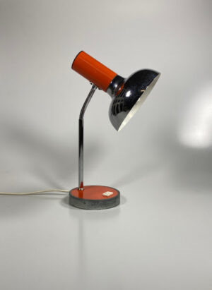 Midcentury oranje chroom burolamp gooseneck